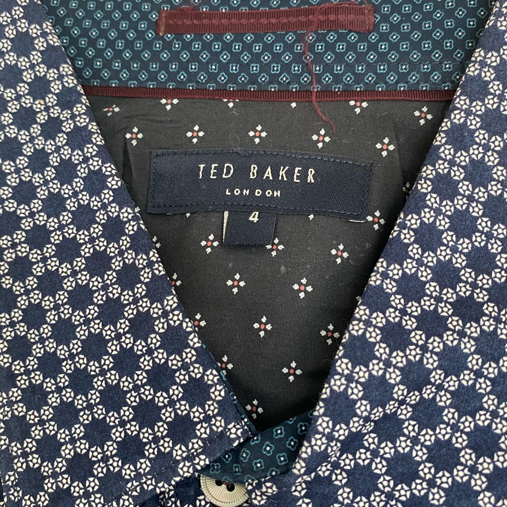 Ted Baker Navy and White Geometric Shirt